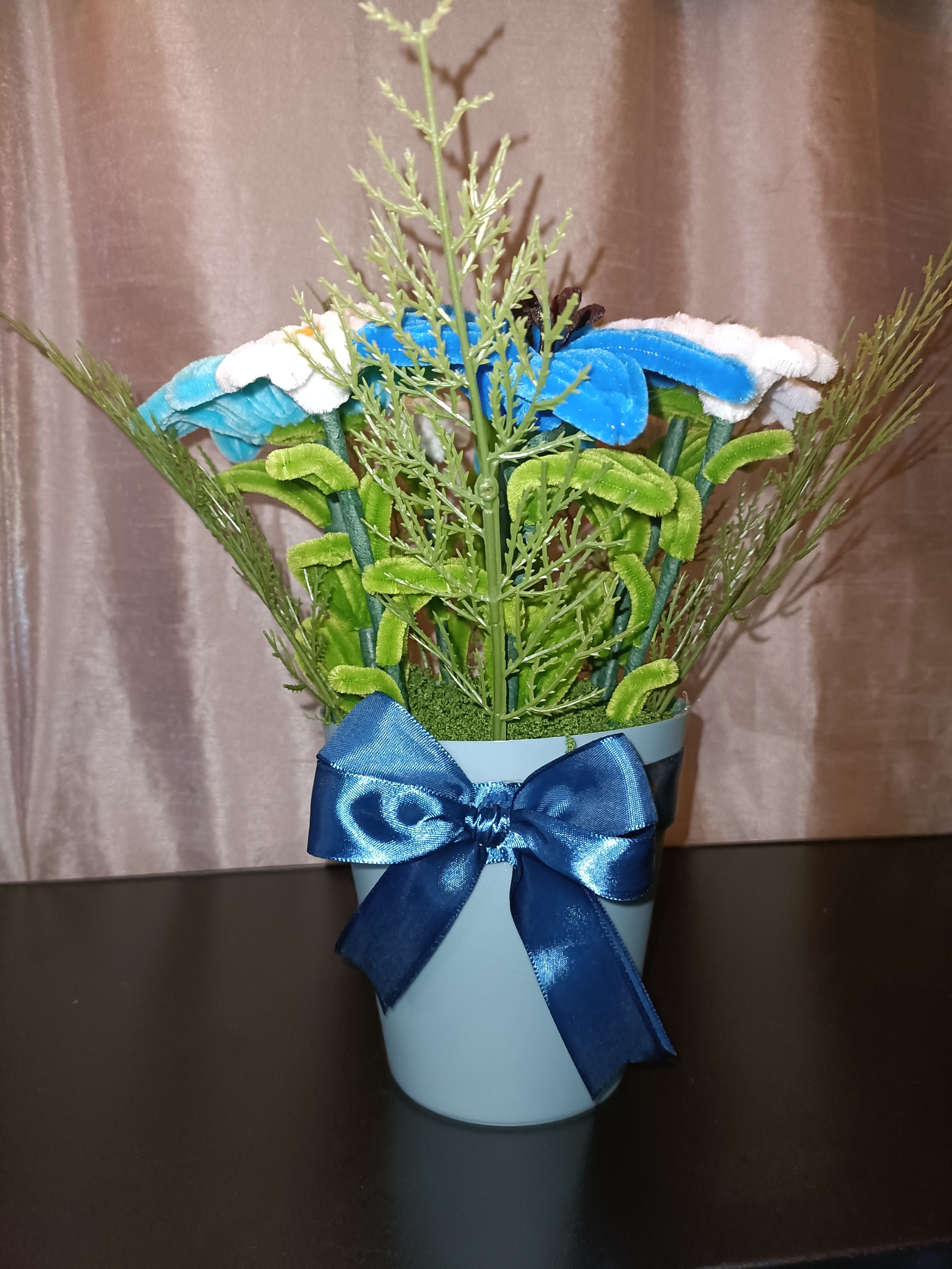 Composition fleurs bleues 