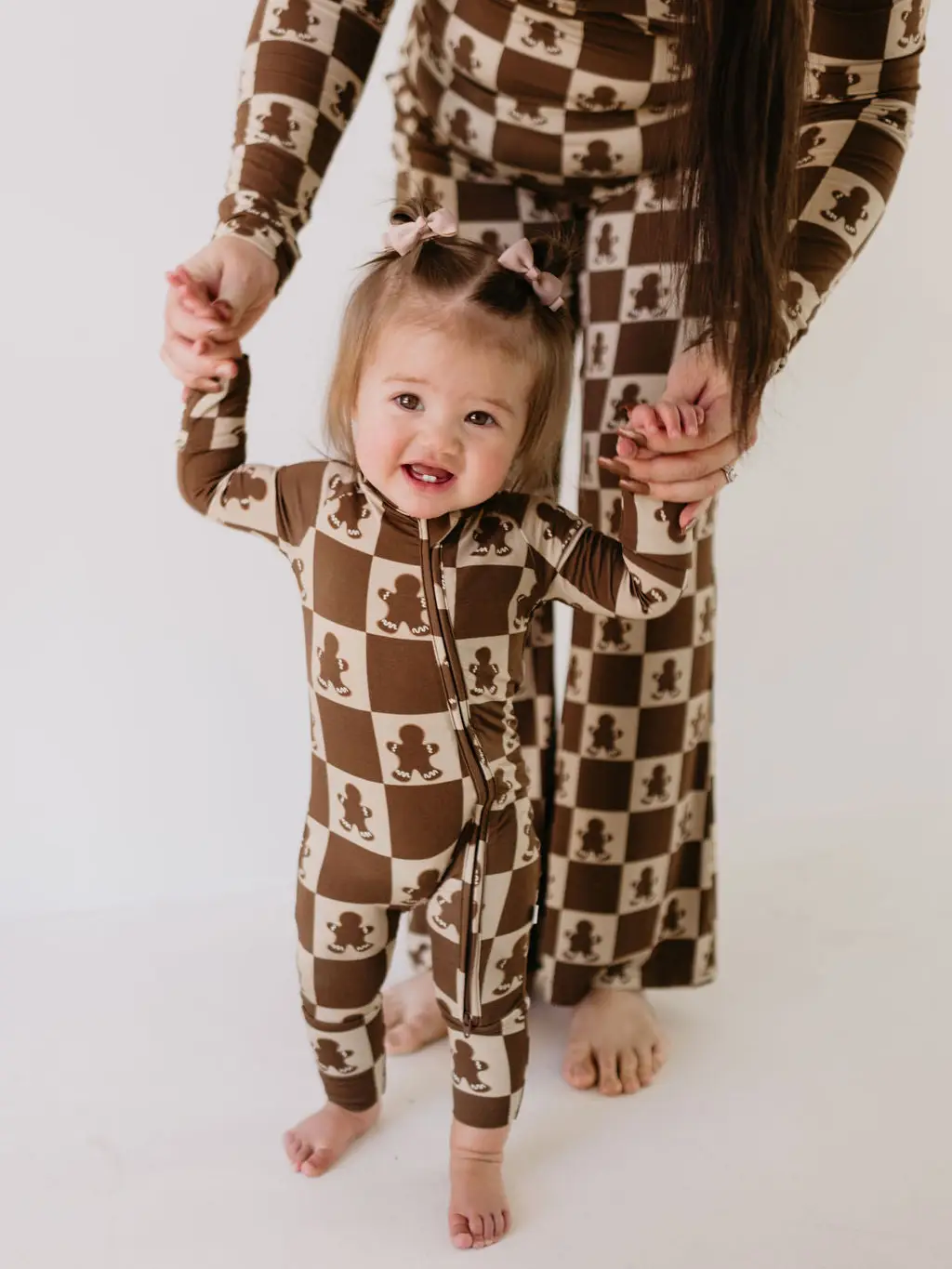 Bamboo Zip Pajamas | Gingerbread Checkerboard