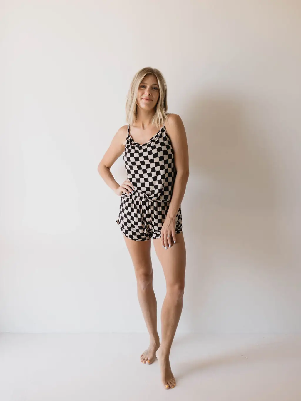 Cami Women's Bamboo Set | Black Checkerboard