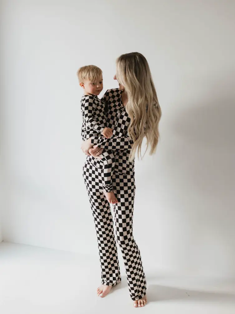 Women's Bamboo Pajamas | Black Checkerboard