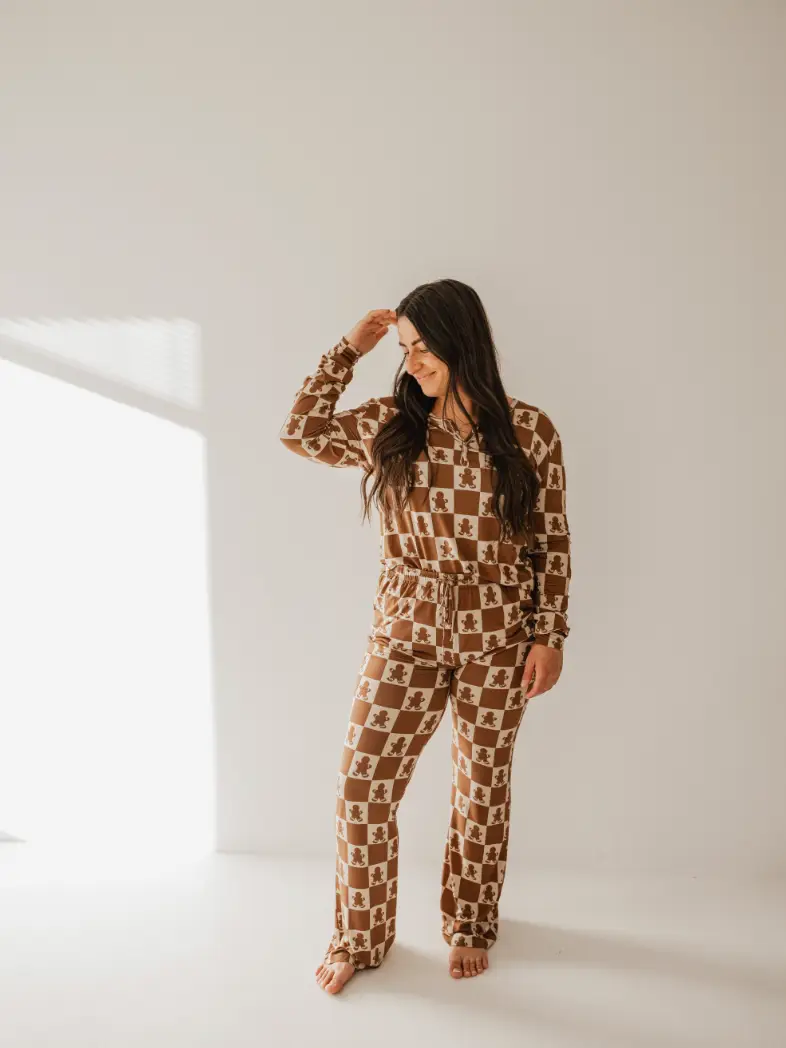 Women's Bamboo Pajama | Gingerbread Checkerboard