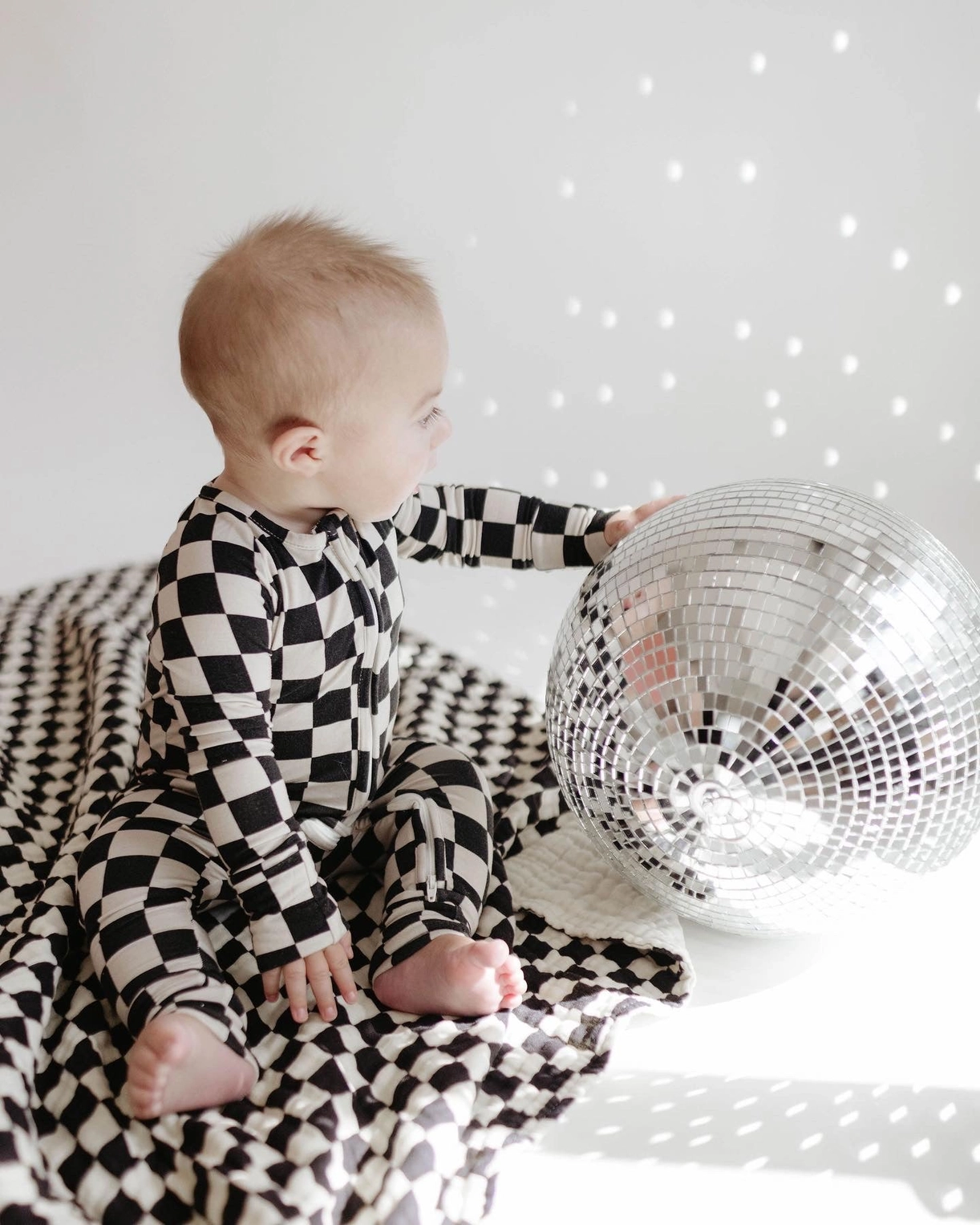 Bamboo Zip Pajamas | Black Checkerboard