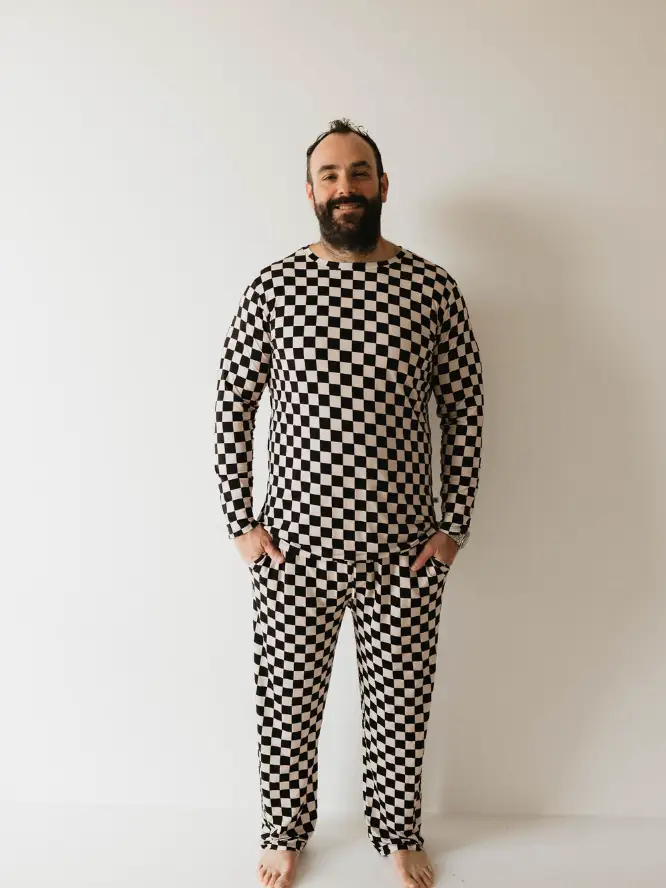Men's Bamboo Pajama | Black Checkerboard
