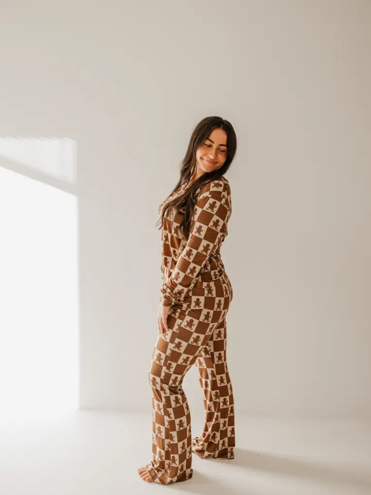 Women's Bamboo Pajama | Gingerbread Checkerboard