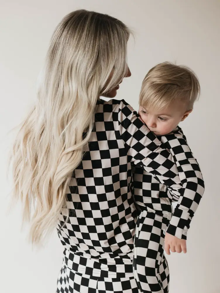 Women's Bamboo Pajamas | Black Checkerboard