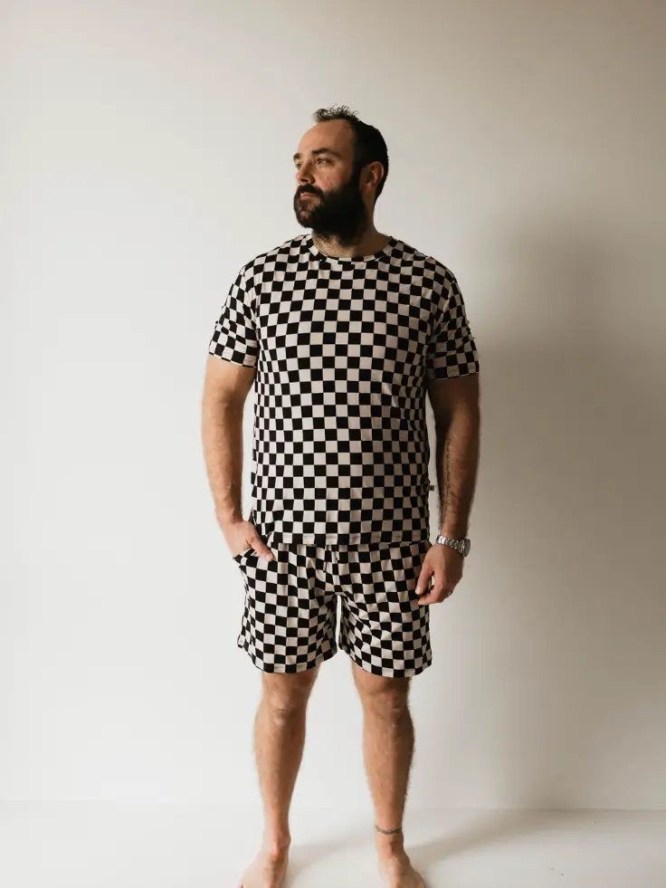 Men's Pajama shorts | Black Checkerboard