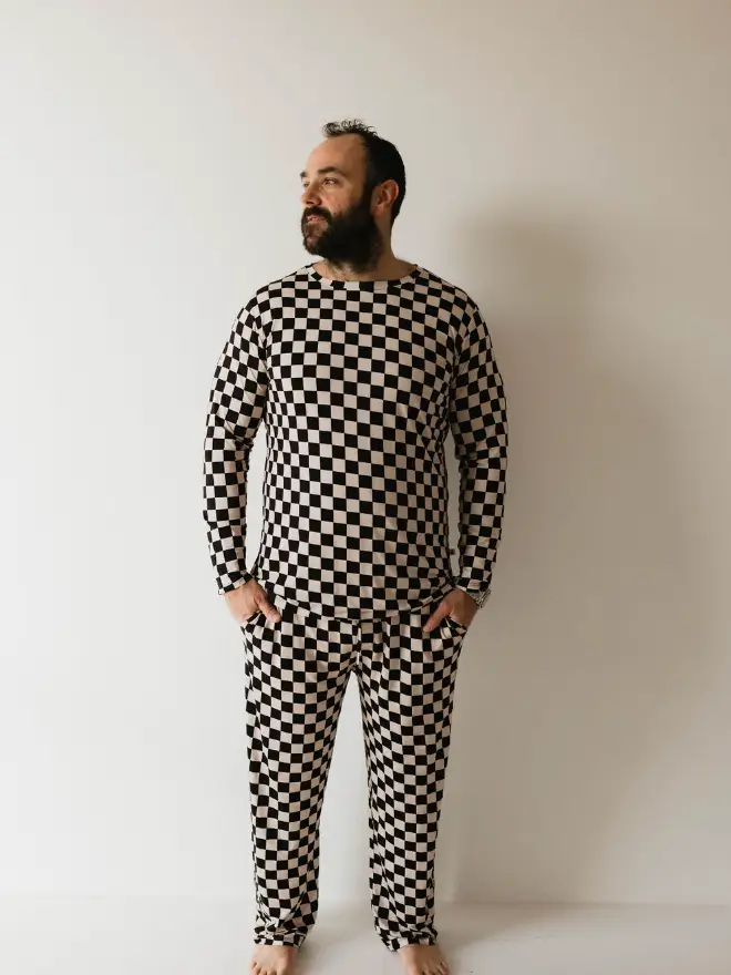 Men's Bamboo Pajama | Black Checkerboard