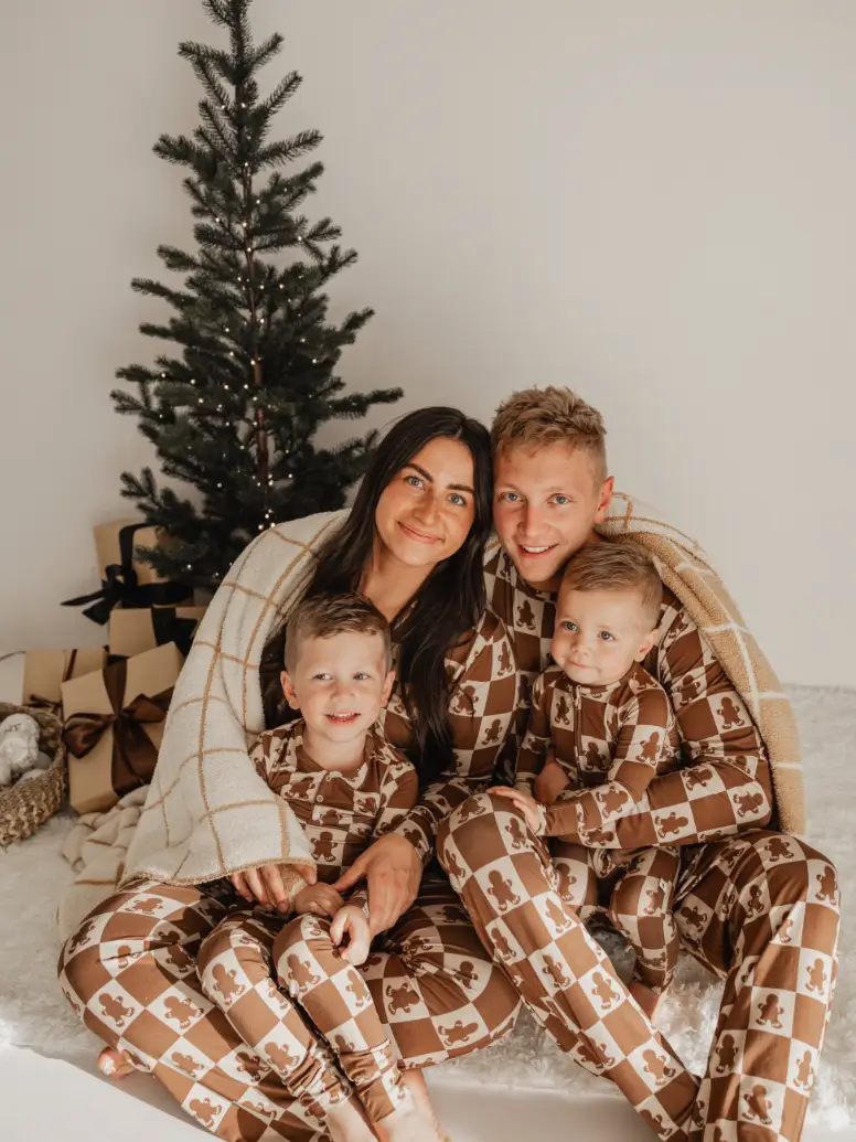 Men's Bamboo Pajamas | Gingerbread Checkerboard