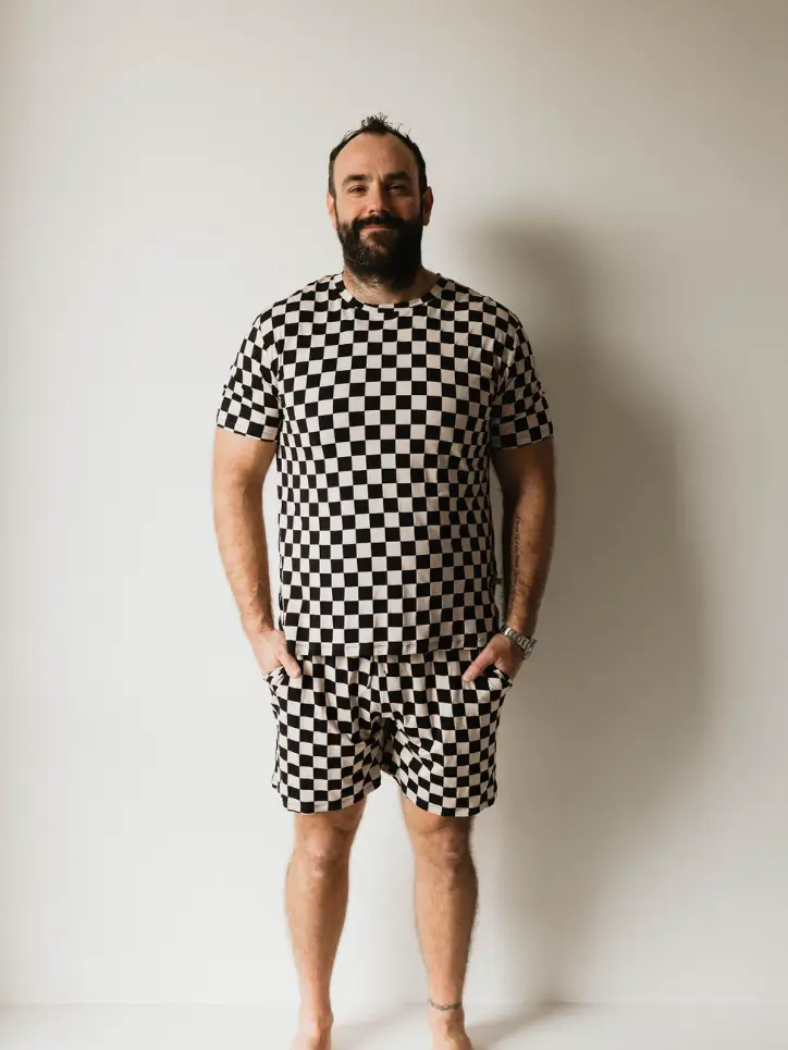 Men's Pajama shorts | Black Checkerboard