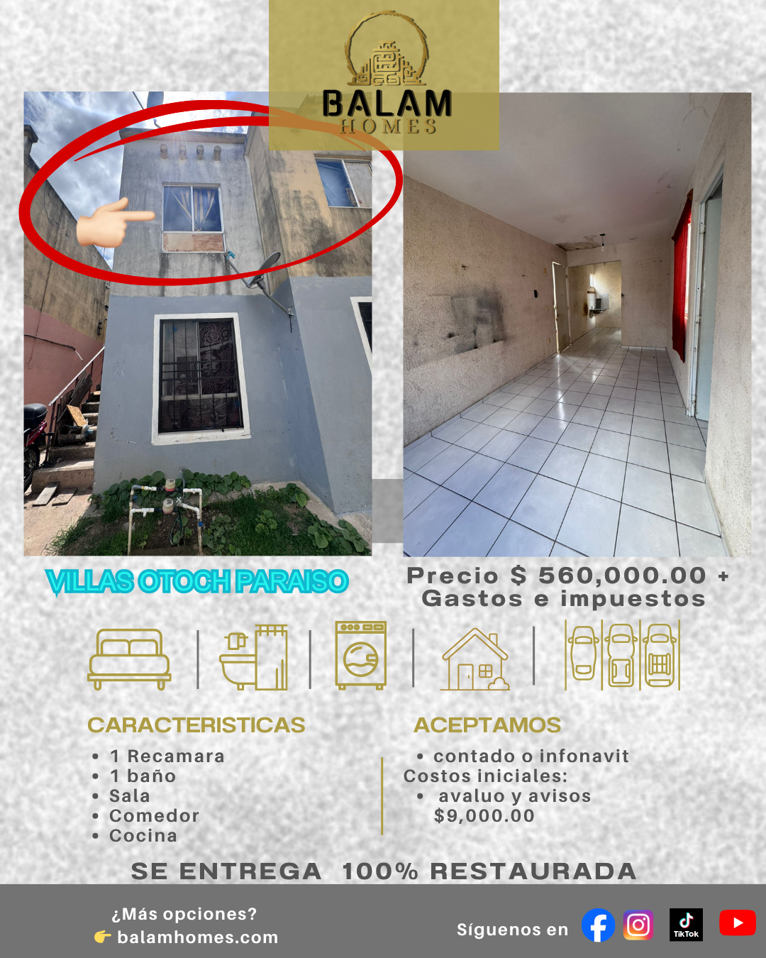 Departamento en venta en Villas Otoch Paraíso, Cancún | 1 recámara | Planta alta