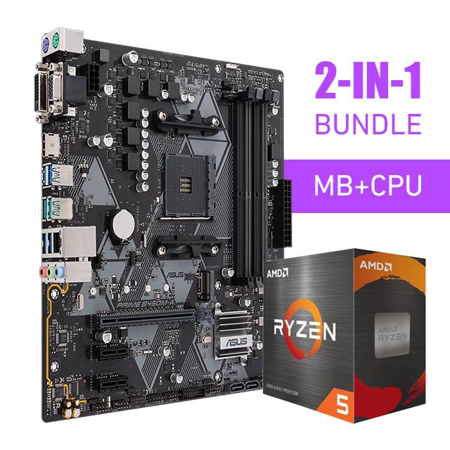 Bundle : Asus B450M-A + Ryzen 5 5600 Box [MB & CPU]