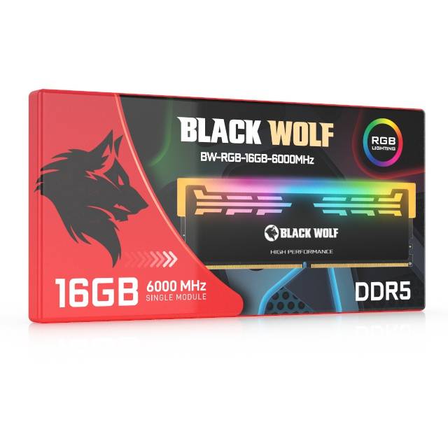 Black Wolf: RGB DDR5 RAM (16GB-6000 MHz)