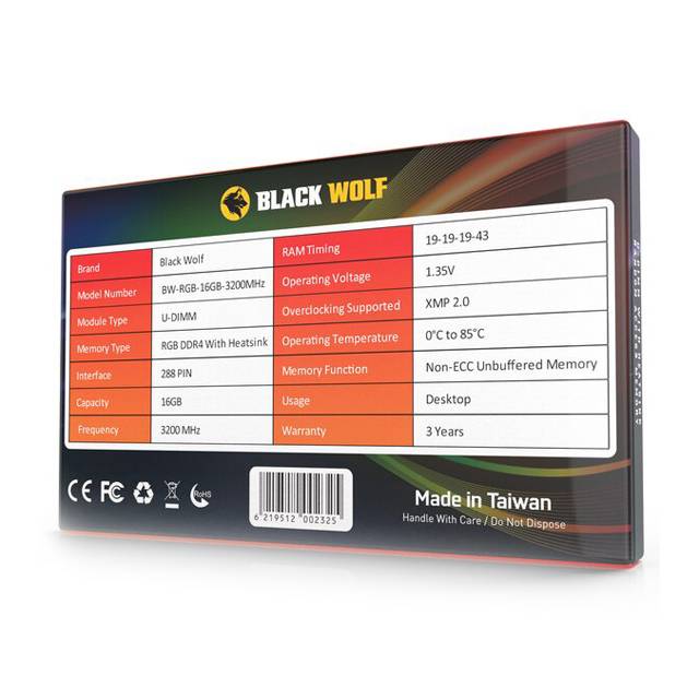 Black Wolf: RGB DDR4 RAM (16GB-3200 MHz)