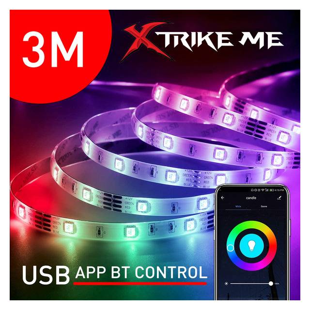 Xtrike Me 3M RGB LED Strip (HT-5050-B3) USB BT App Control