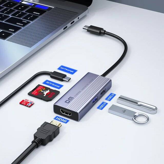 DM CHB059 6-IN-1 Type-C Hub (HDMI + PD + USB + TF + SD)