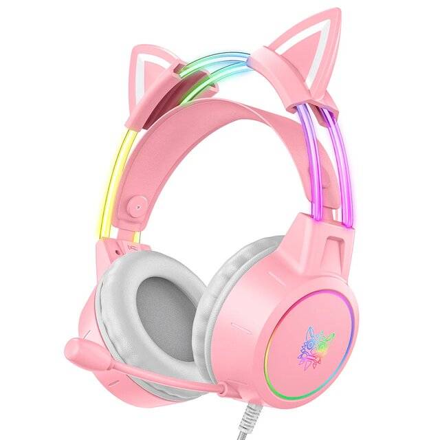 Onikuma X15 Pro [USB+3.5mm] Headset (Cat Ears / Pink)