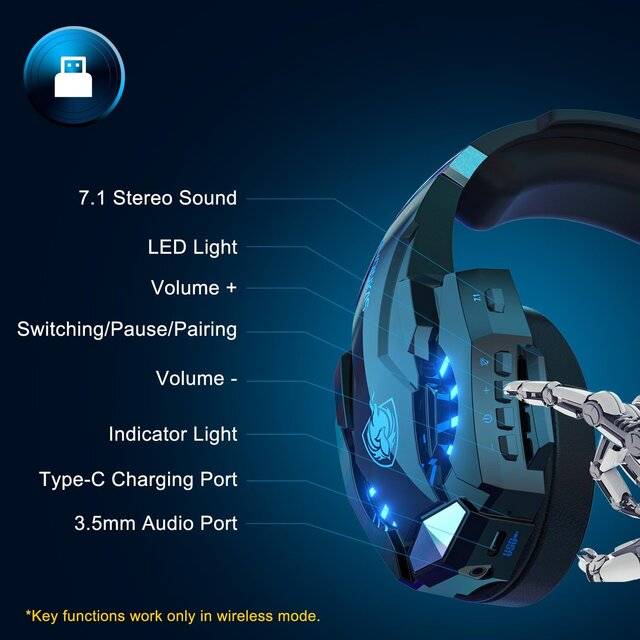 Phoinikas BU G9000 Pro Wireless [BT] Headset (Black)