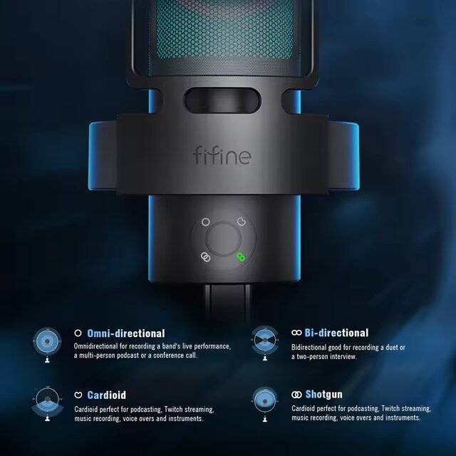 Fifine A8 Plus AmpliGame RGB Mic (Black)