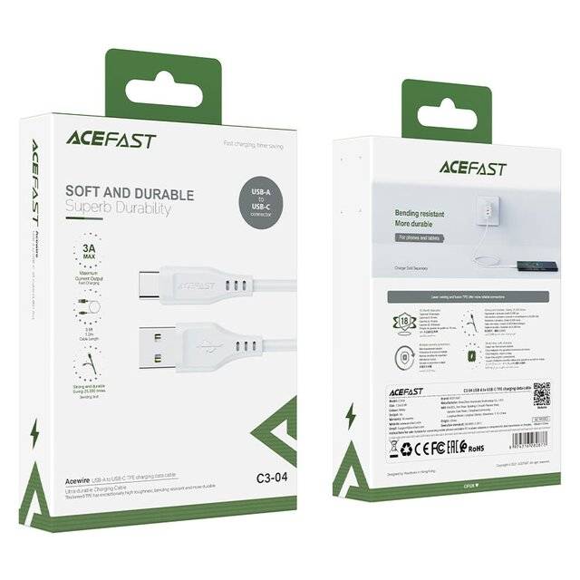 AceFast USB-A to USB-C Cable [C3-04] (White)