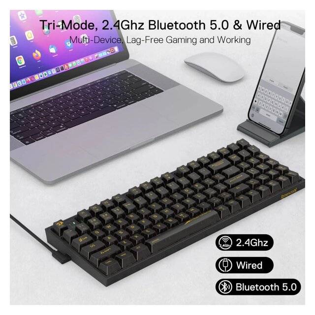 Redragon Irelia Pro RGB Wireless (2.4G/BT/USB-C) Keyboard [K658CTB]
