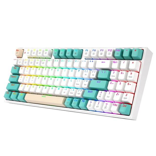 Redragon Veigar K643WGC (BT+2.4G+Wired) Wireless Keyboard (White)