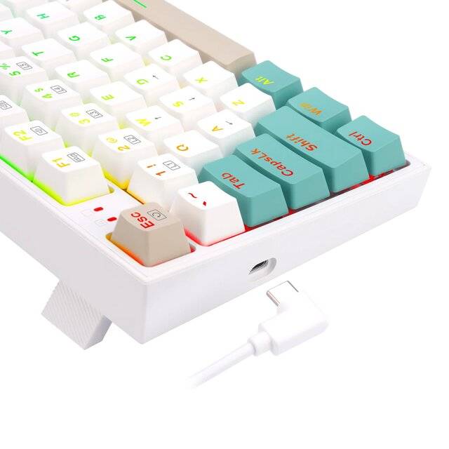 Redragon Veigar K643WGC (BT+2.4G+Wired) Wireless Keyboard (White)