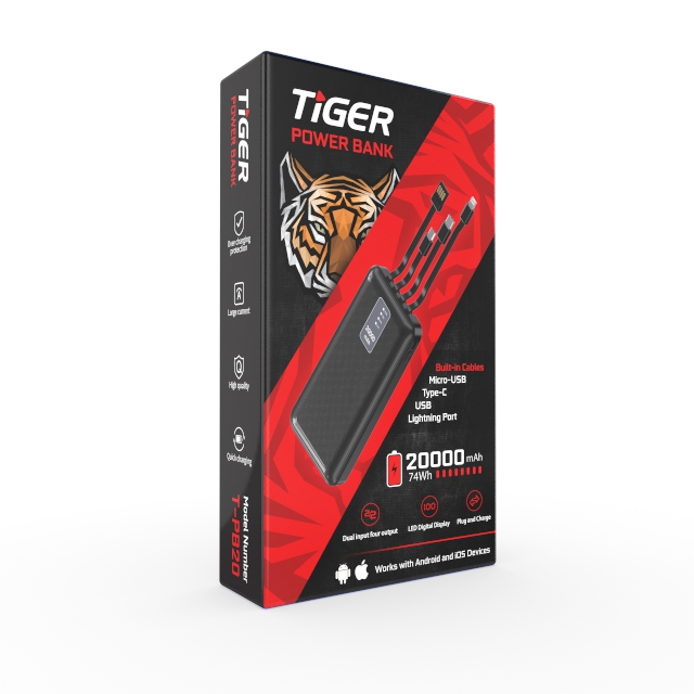 Tiger Power Bank 20,000mAh Model T-PB20