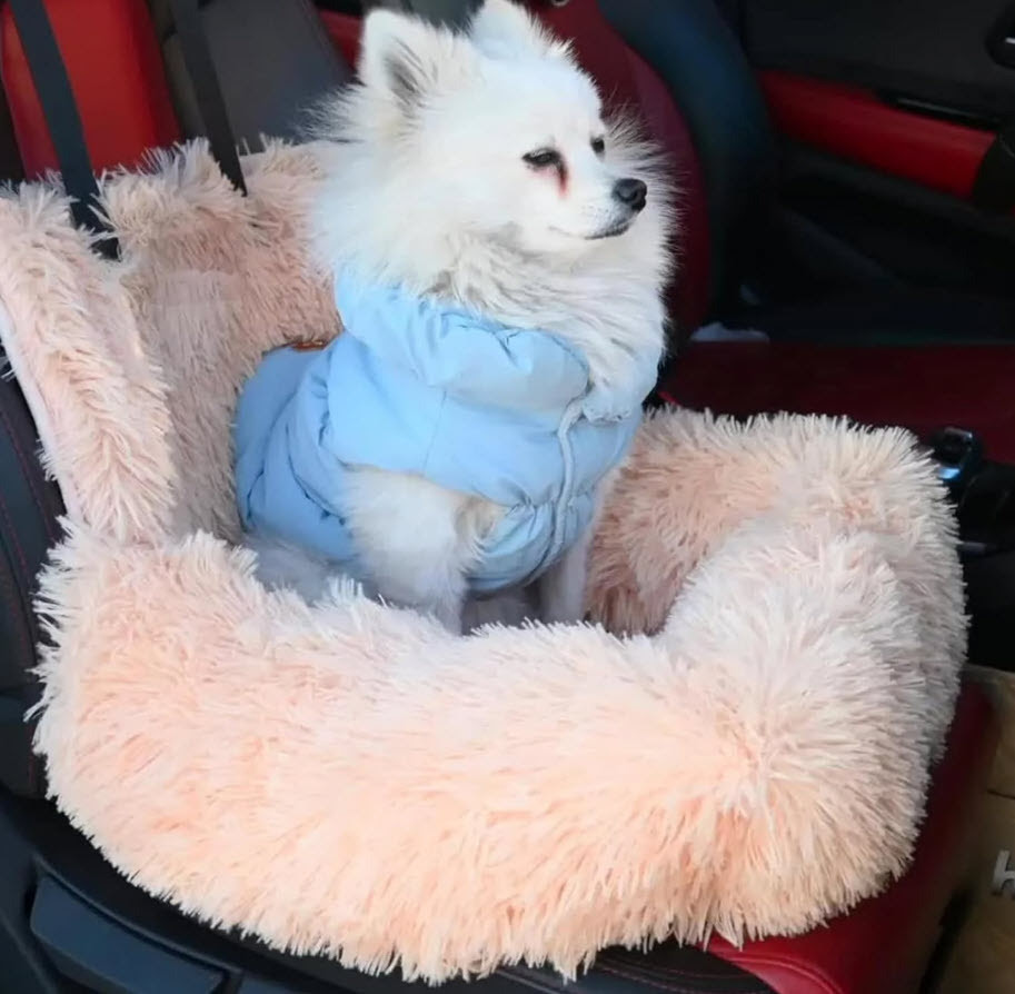 Cotton Dog Car Seat | Soft Detachable Dog Booster Seat | Dog Car Seat Bed Washable With Leash And Strap Fits Cars/Trucks/SUV/