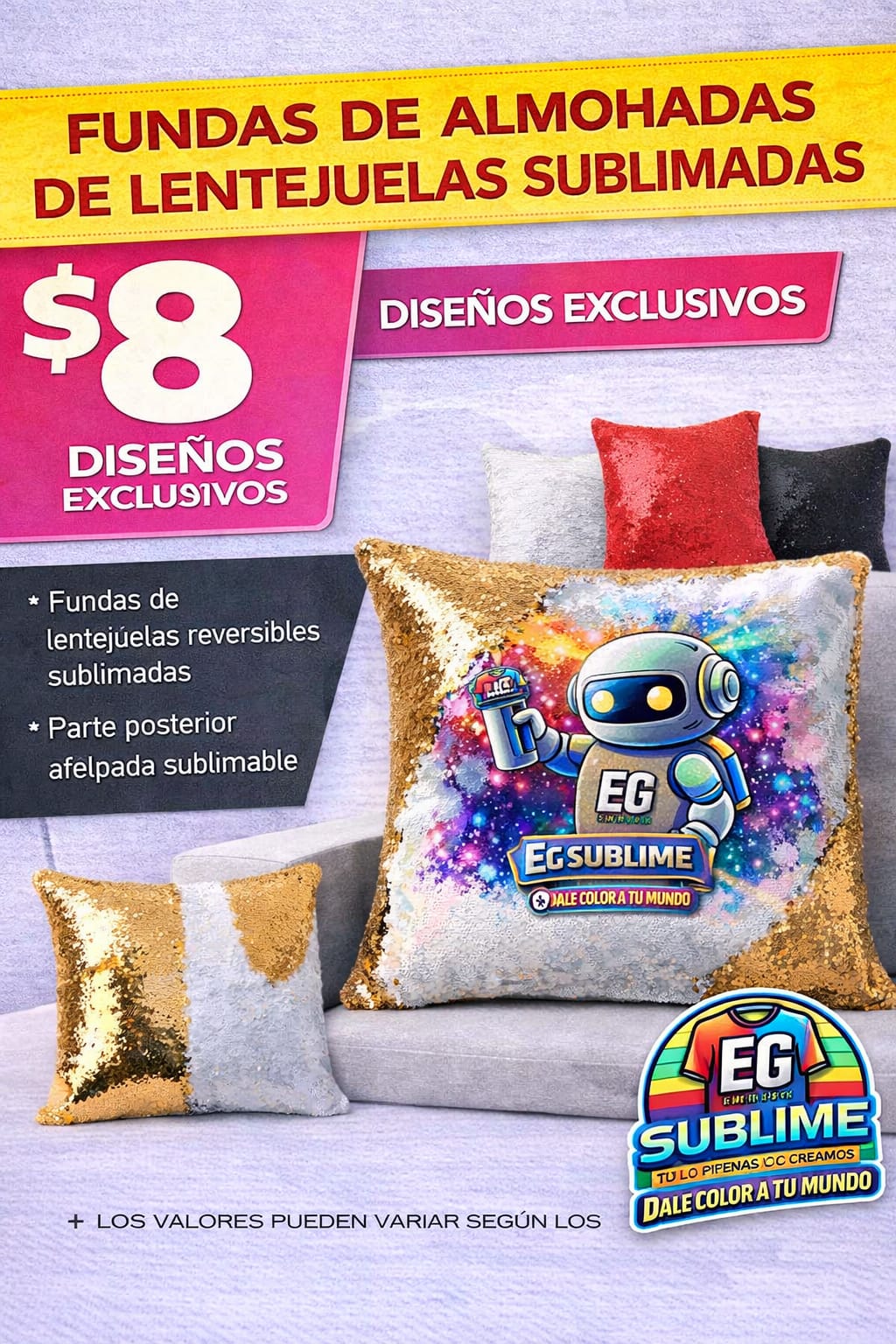 Fundas de almohada de lentejuelas sublimadas