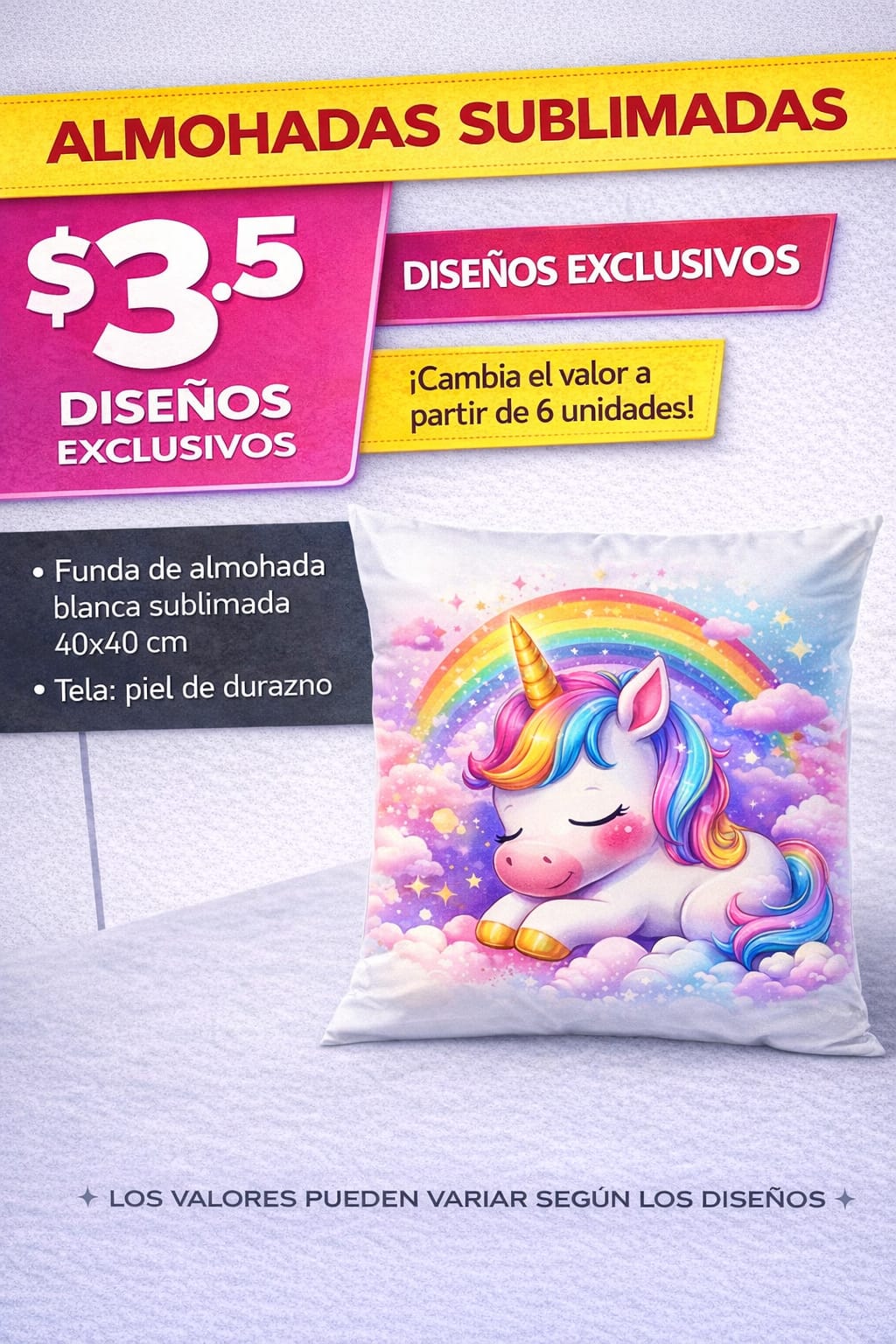 Almohada Sublimada Unicornio