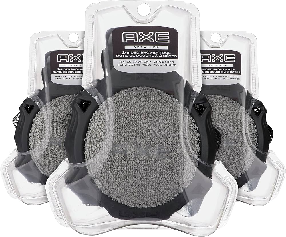 AXE Modern Shower Tool Skin Cleanser for Smoother Skin Detailer Exfoliates and Gently Cleanses One Size 3 Count, Black
