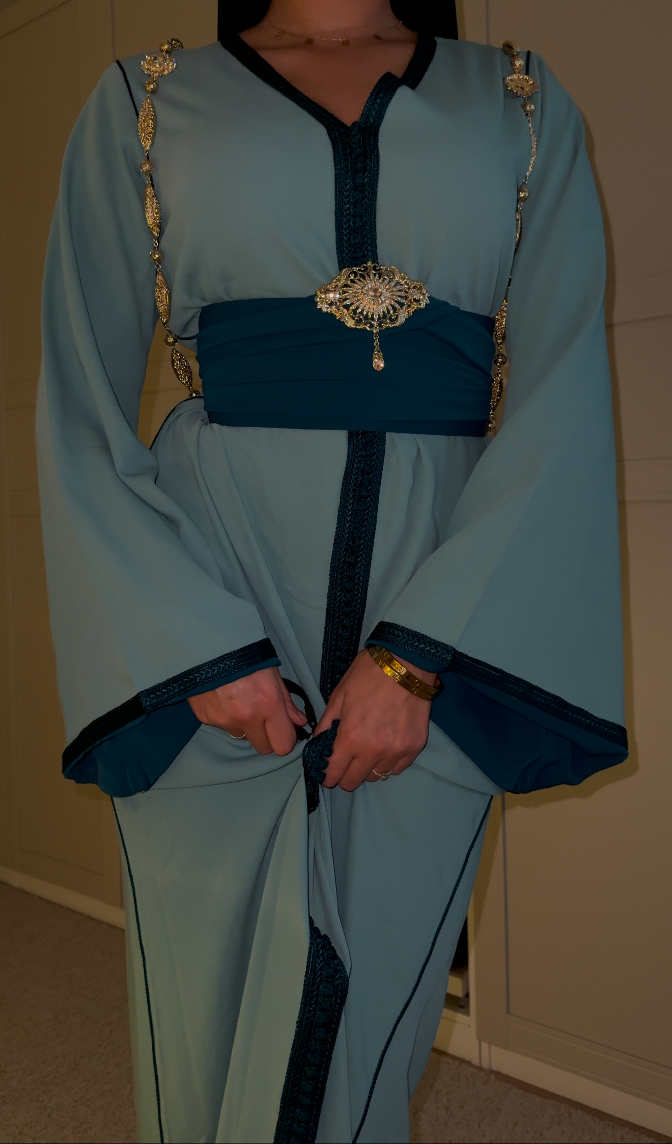 Caftan bleu turquoise