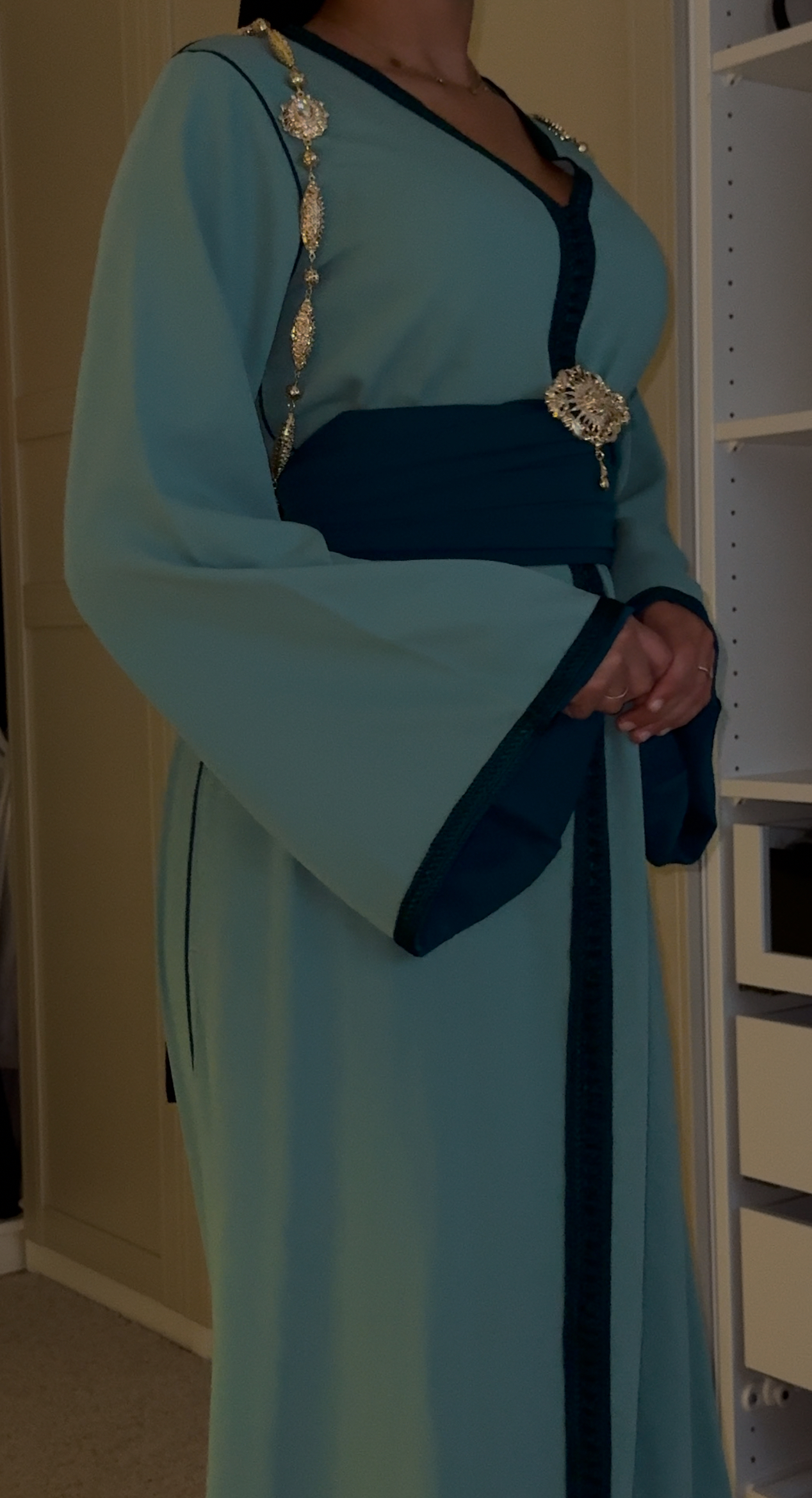Caftan bleu turquoise