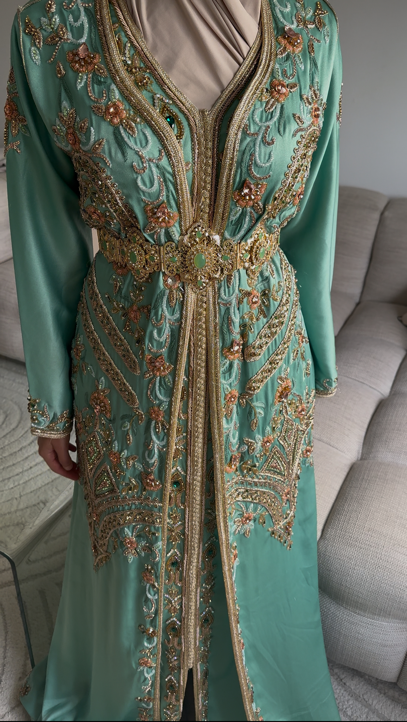 Caftan vert d'eau
