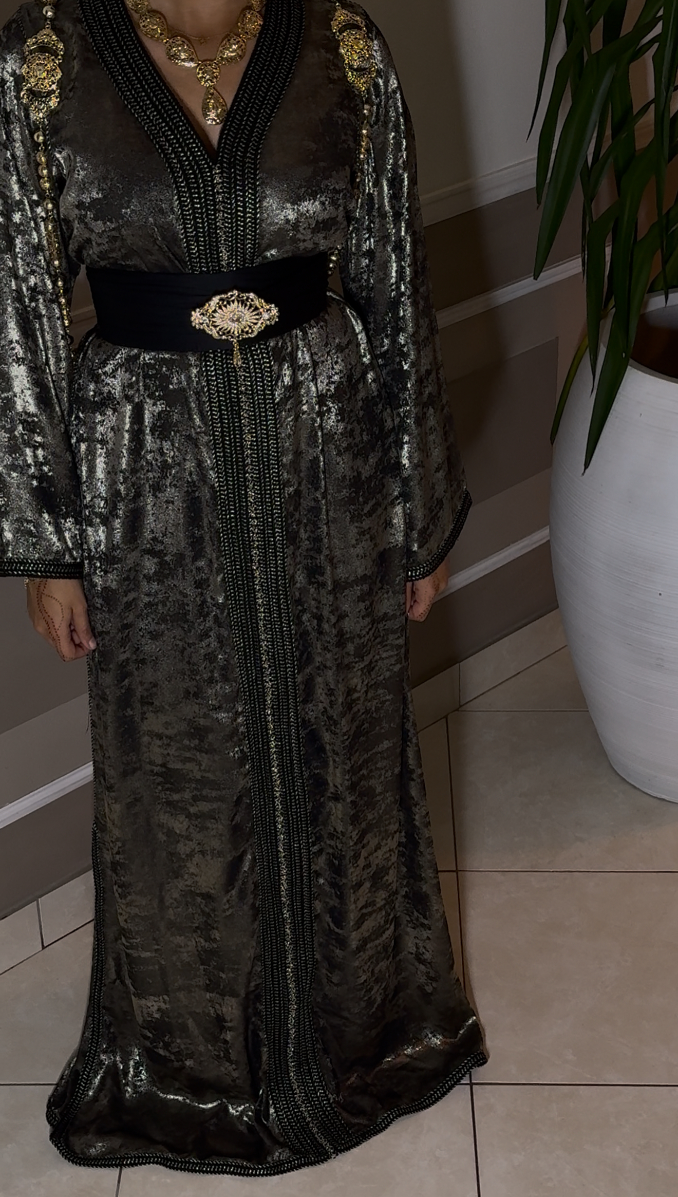Caftan noir argenté