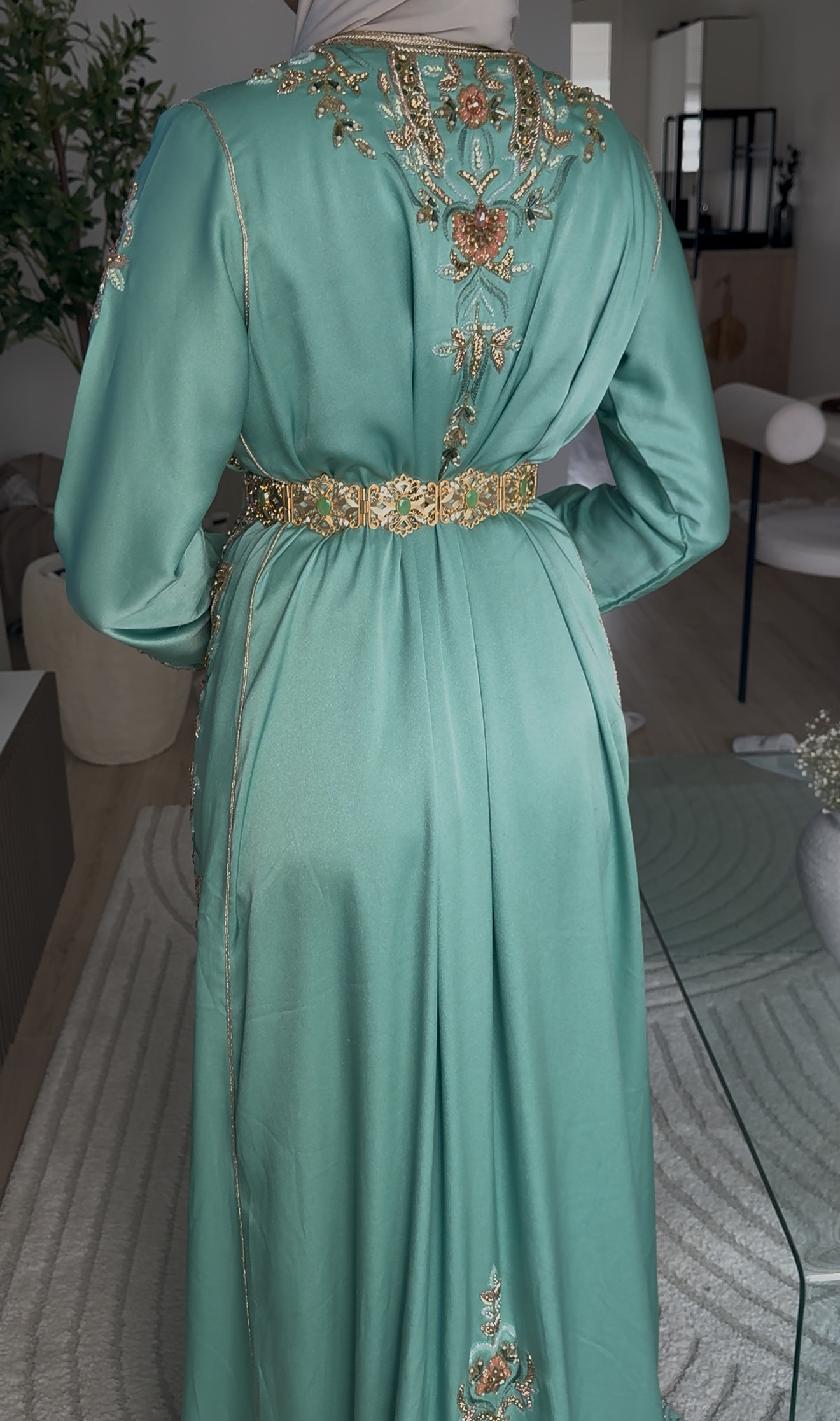 Caftan vert d'eau