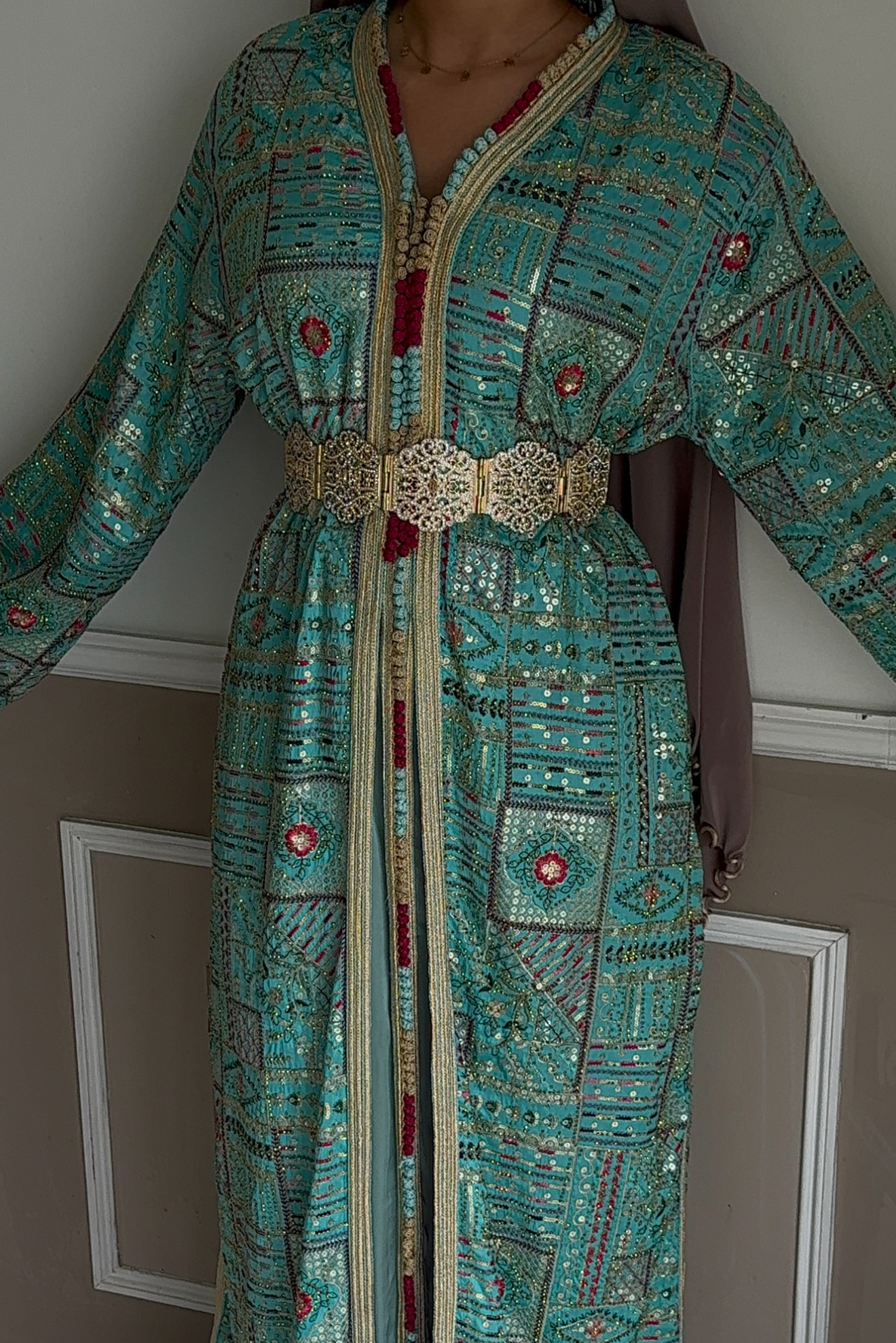 Sari bleu turquoise