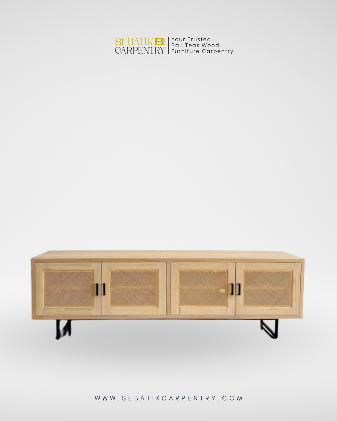 Natural Rattan & Teak TV Console by Sebatik Carpentry