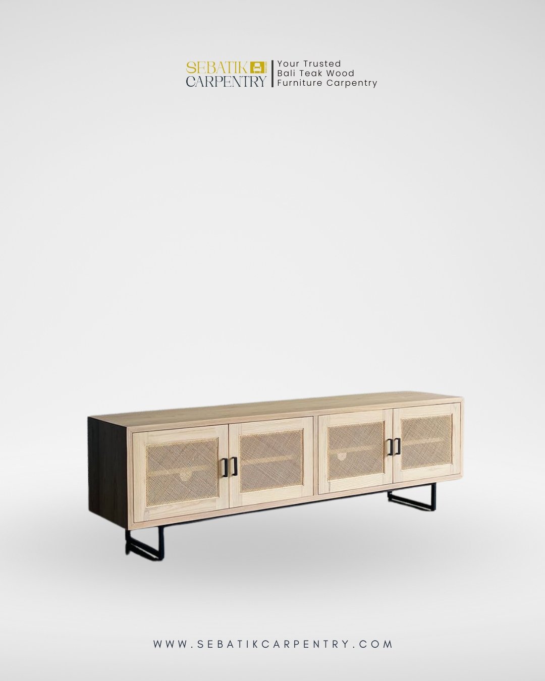 Natural Rattan & Teak TV Console by Sebatik Carpentry