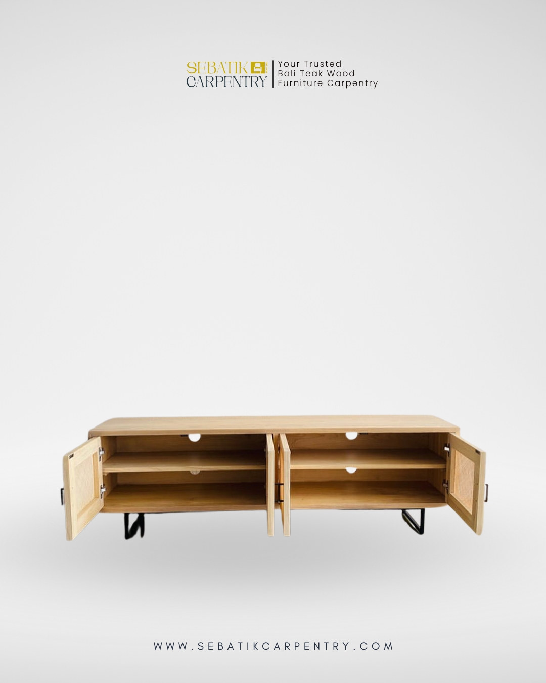 Natural Rattan & Teak TV Console by Sebatik Carpentry