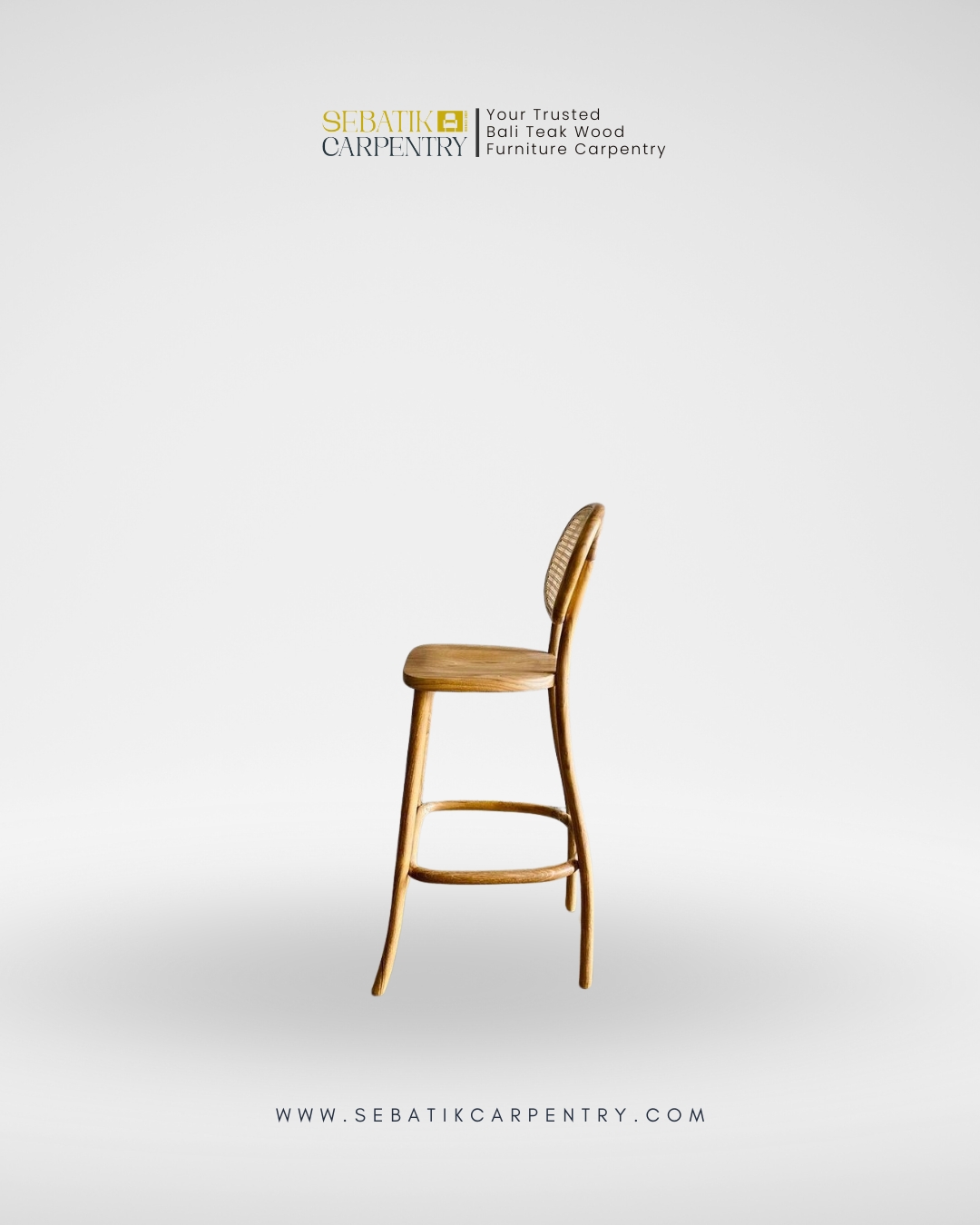 Teak & Rattan Bar Stool by Sebatik Carpentry
