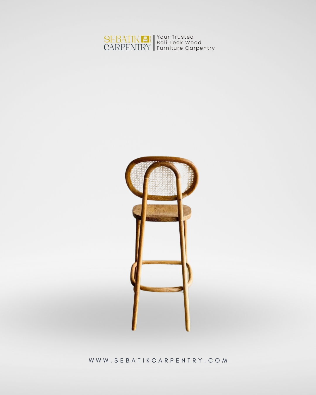 Teak & Rattan Bar Stool by Sebatik Carpentry