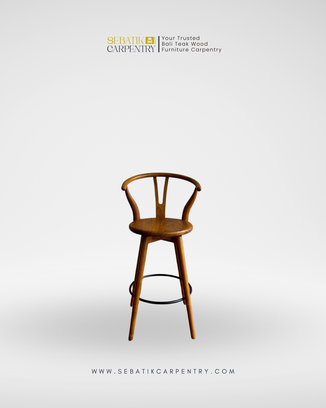 Wishbone Teak Bar Stool by Sebatik Carpentry
