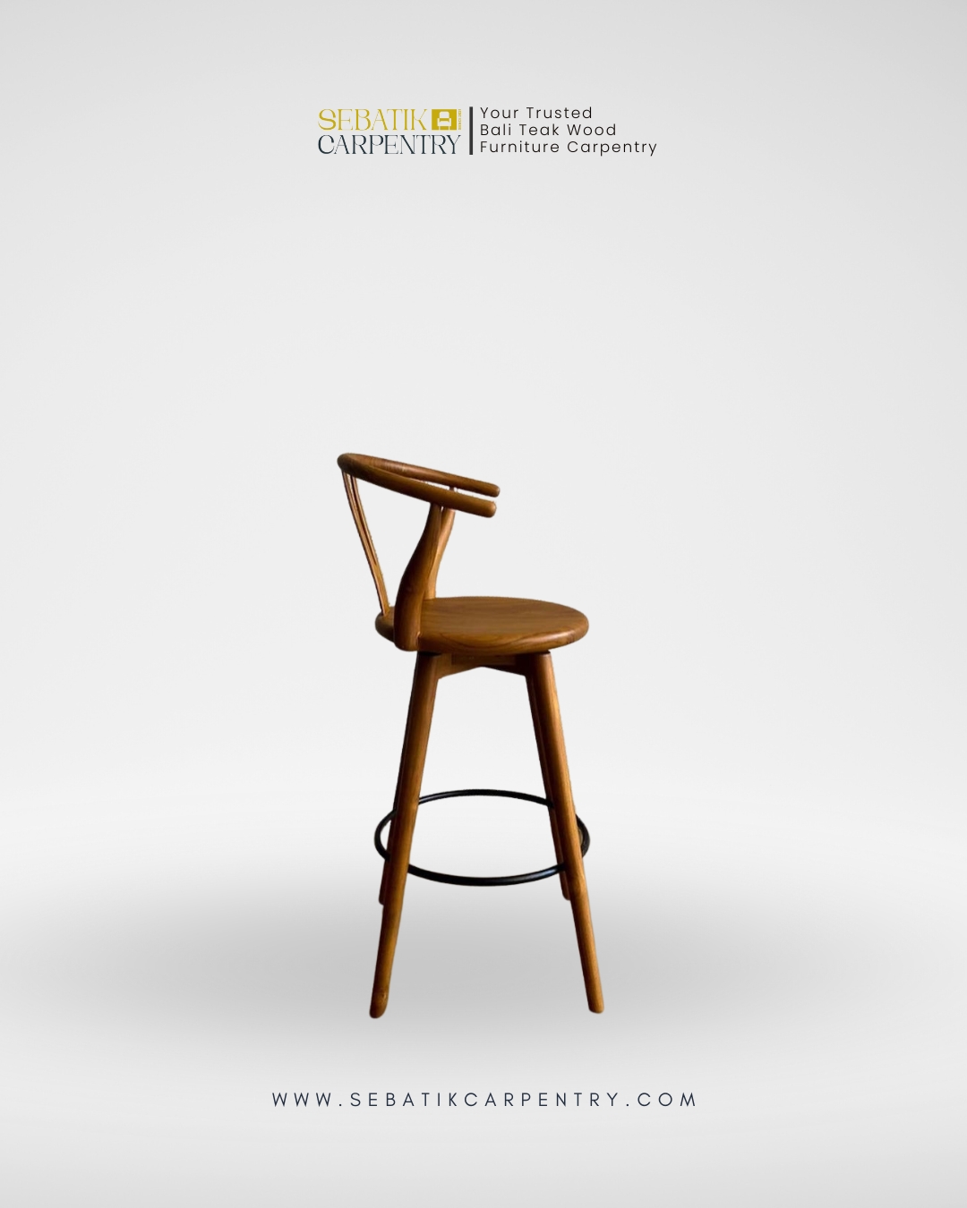 Wishbone Teak Bar Stool by Sebatik Carpentry