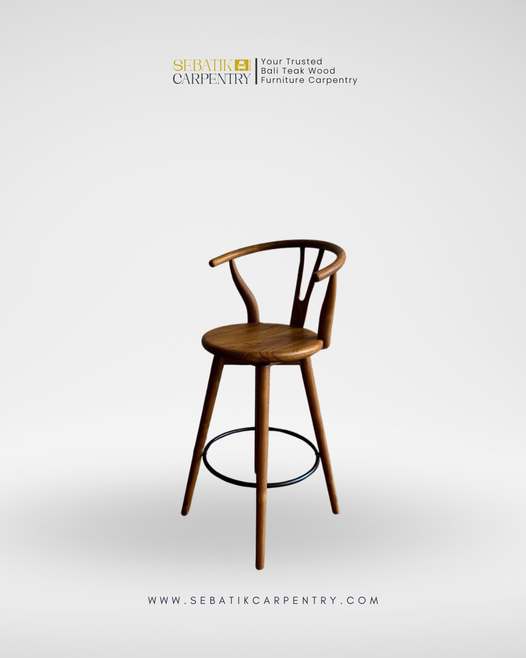 Wishbone Teak Bar Stool by Sebatik Carpentry