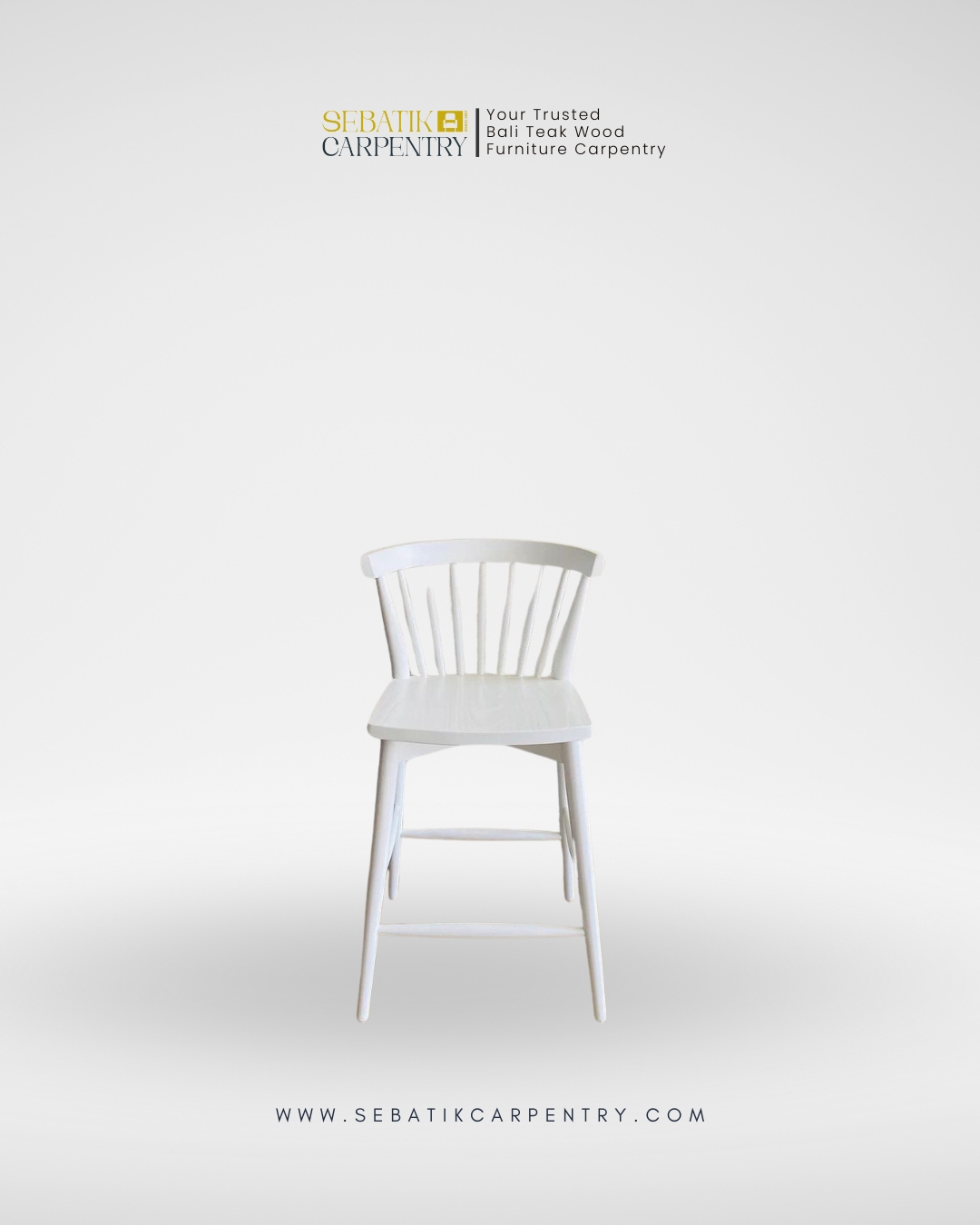 White Teak Bar Stool by Sebatik Carpentry