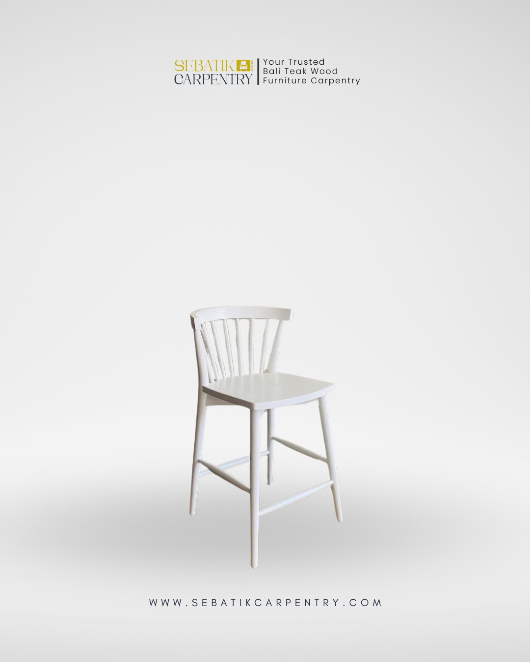 White Teak Bar Stool by Sebatik Carpentry
