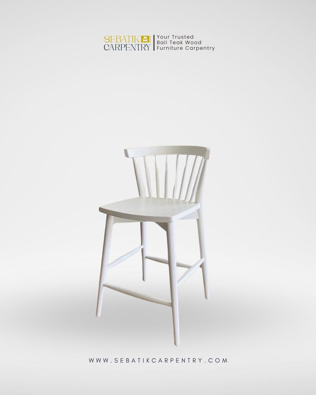 White Teak Bar Stool by Sebatik Carpentry