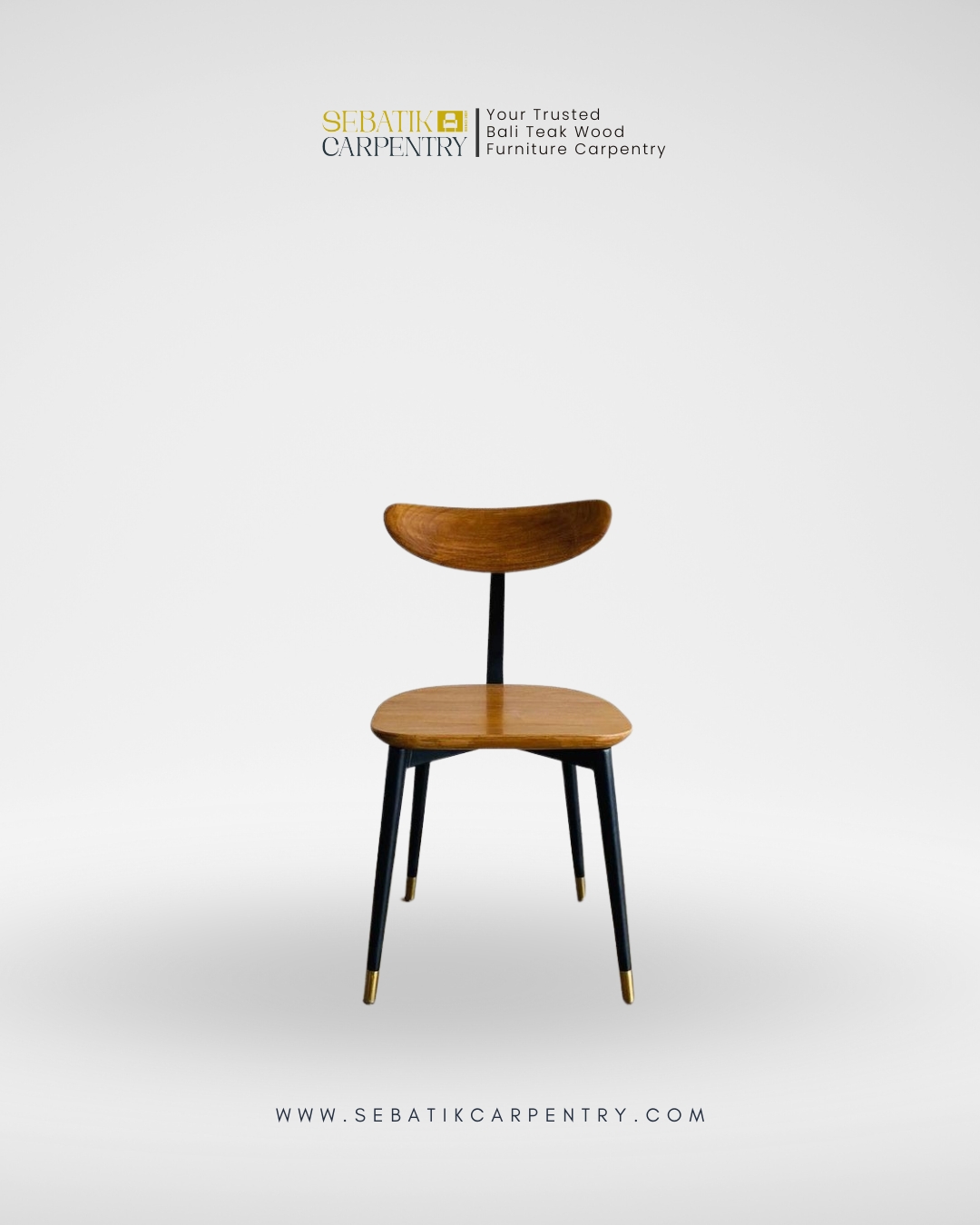 Modern Teak & Metal Dining Chair by Sebatik Carpentry