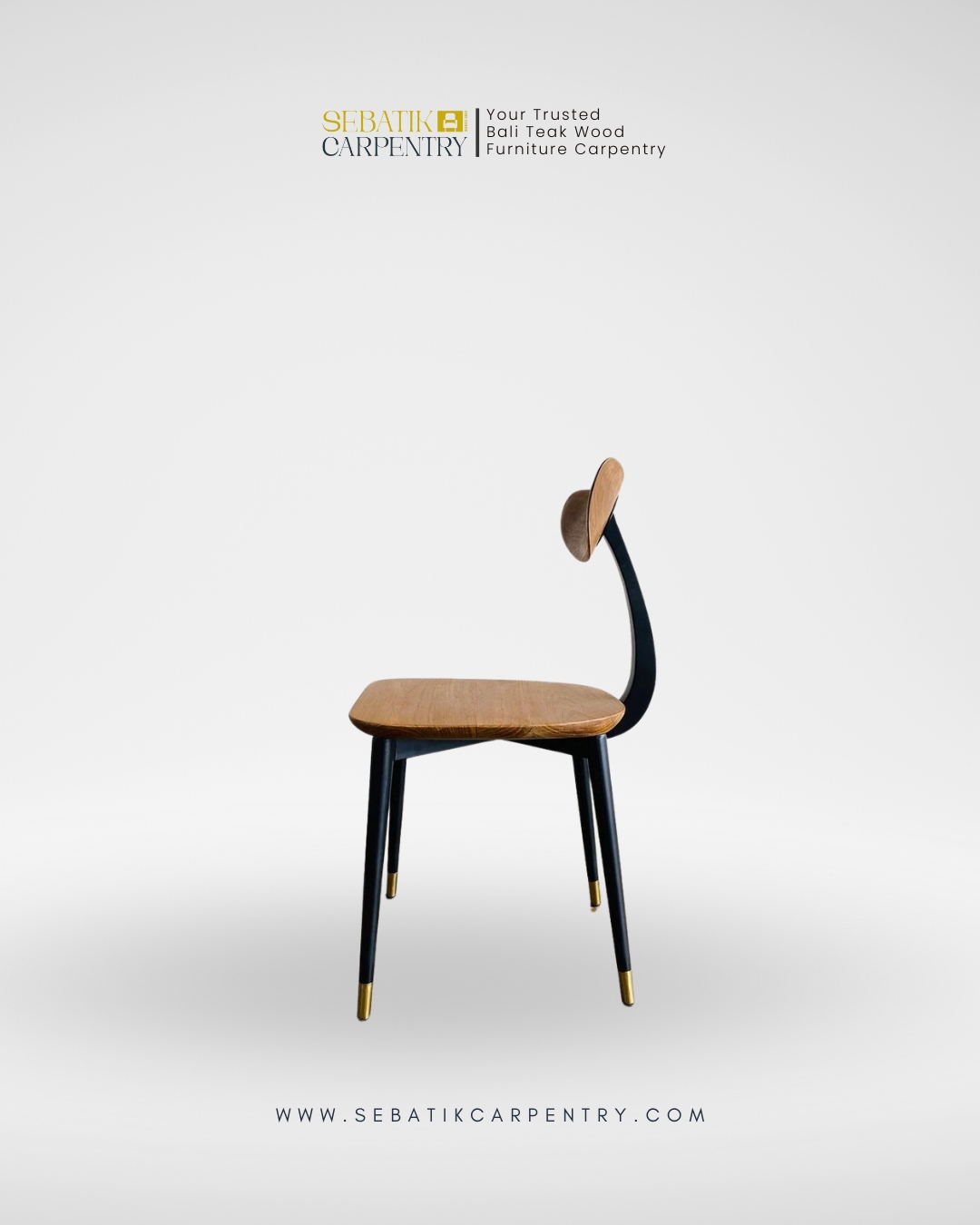 Modern Teak & Metal Dining Chair by Sebatik Carpentry